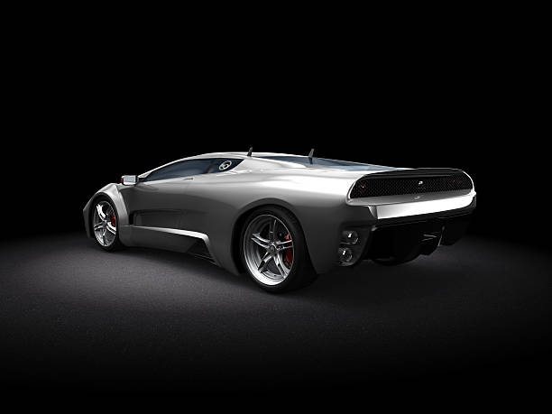 voiture de sport argent sur fond sombre - keonigsegg photos et images de collection