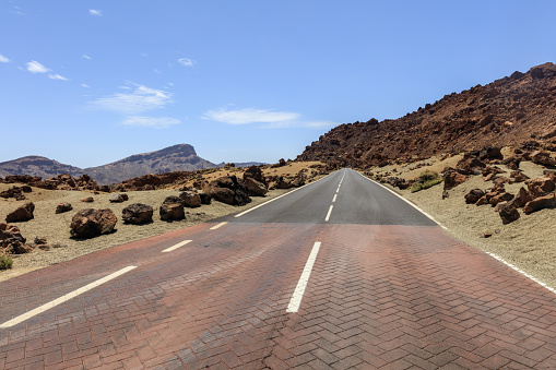 mountain road in Teide National Park. Tenerife island, Spain.