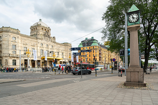 Stockholm, Sweden. September 2019.  Panoramic view of the facade of the Royal Drama Theater building