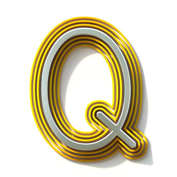 istock Yellow outlined font letter Q 3D 1176876977