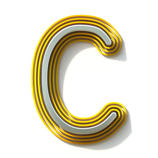 istock Yellow outlined font letter C 3D 1176876979