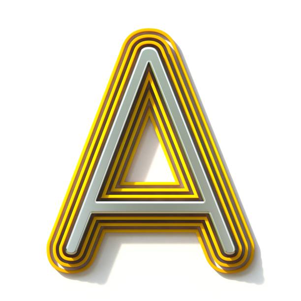 istock Yellow outlined font letter A 3D 1176876980