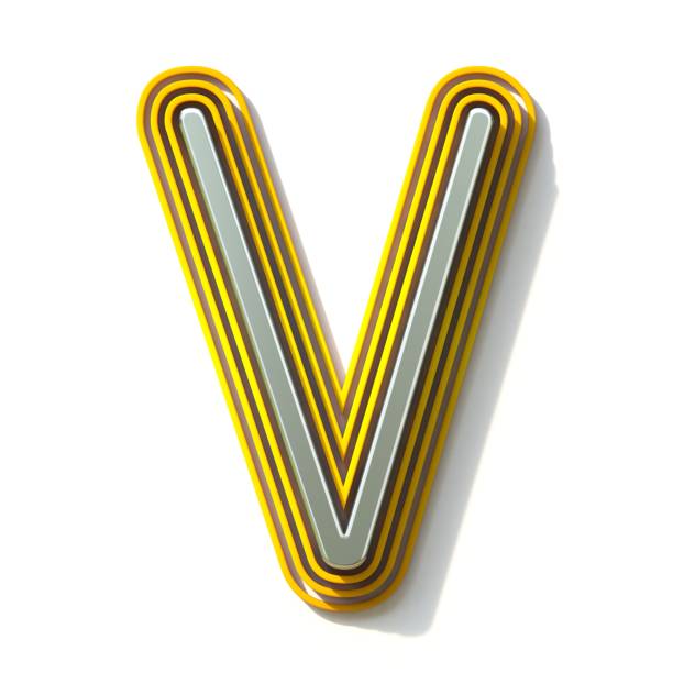 istock Yellow outlined font letter V 3D 1176877063