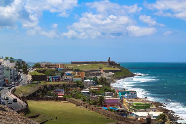 f 카스티요 산 펠리페 델 모로 산 후안 전망 - castillo de san cristobal 뉴스 사진 이미지