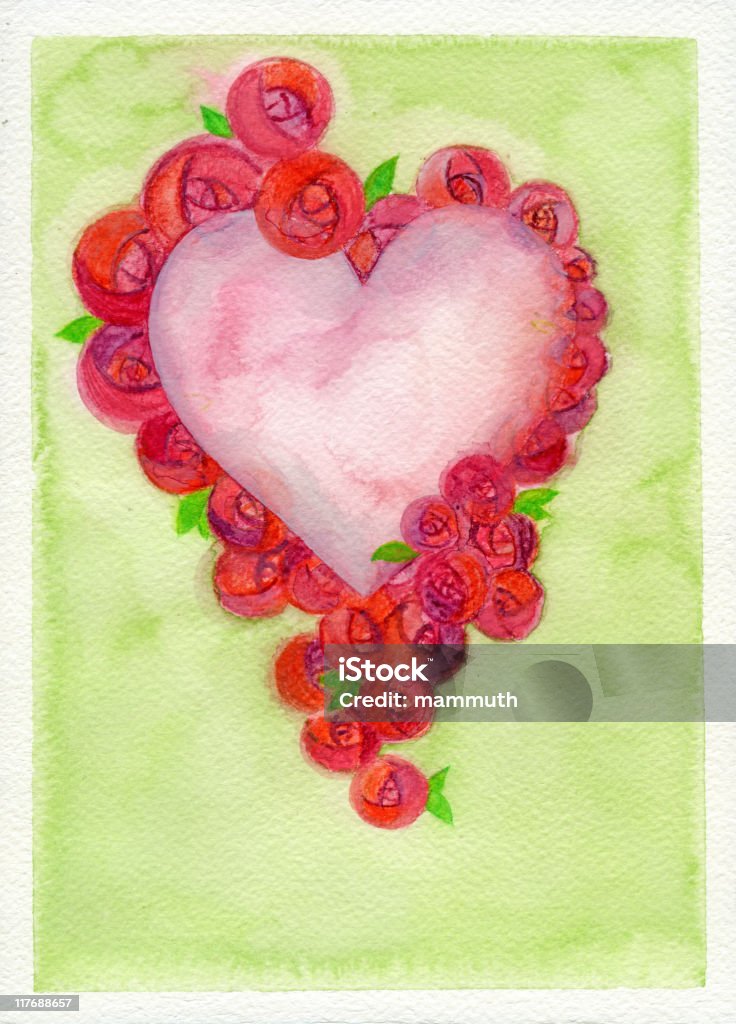 Coração com rosas - Ilustração de Amor royalty-free