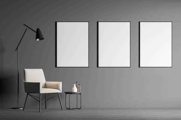 istock Gray living room with poster gallery 1176895878