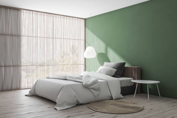 istock Green bedroom corner with blinds 1176896124