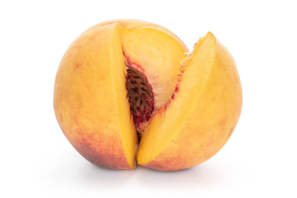 istock Fresh fuzzy peach isolated on white 1176899439