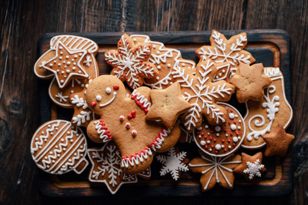istock Christmas traditional gingerbread on wooden table 1176901837