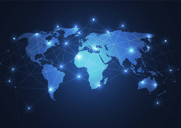 istock Global network connection. World map point and line composition concept of global business. Vector Illustration 1176906958
