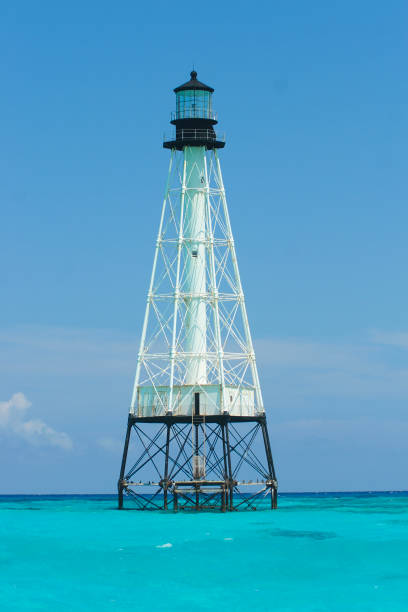 The Alligator Reef Lighthouse off the Coast of Islamorada, Florida stock photo