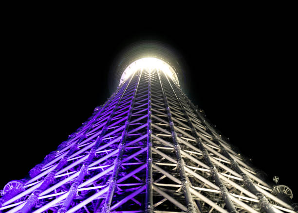 istock Tokyo sky tree lit up purple and white at nigh 1176917728