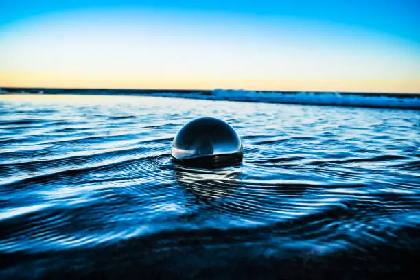 Photograph taken using a lensball during sunset