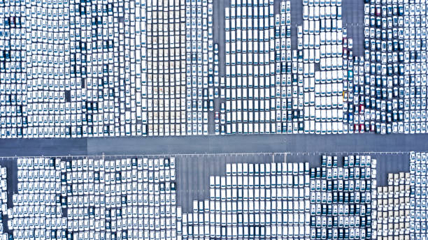 istock Line up of cars before export 1176923576