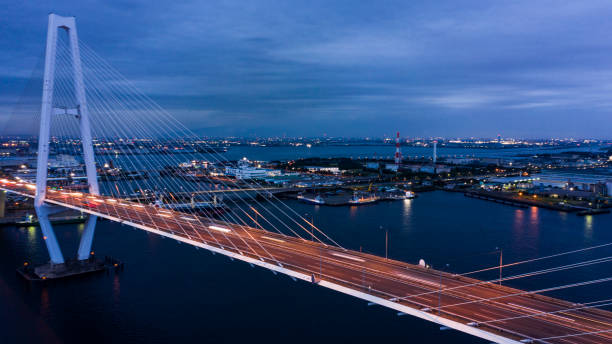 istock Aerial view of elevated highway at night 1176923595