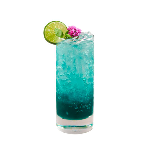 istock Beautiful blue color cocktail with lime slice, isolated on white background, with clipping path 1176926751