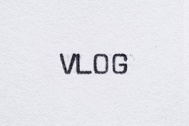 istock Vlog word on white paper printed with typewriter 1176927408