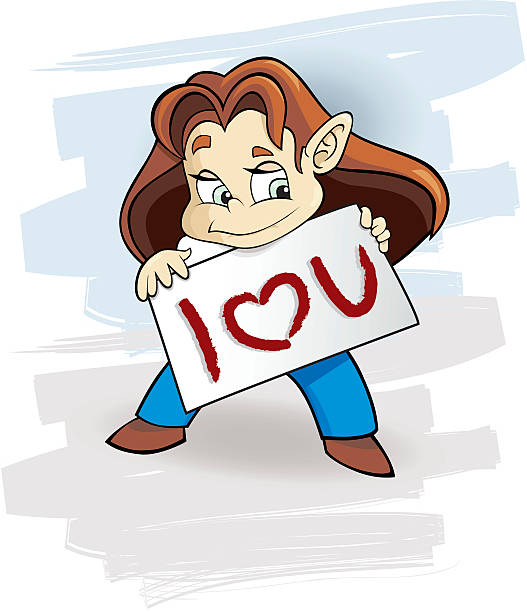 ilustrações, clipart, desenhos animados e ícones de amor e menina - i love you cartoon love little girls