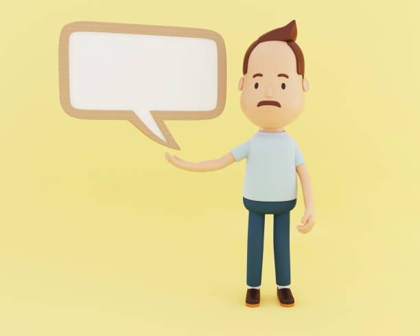 istock 3D Cartoon character with a blank speech bubble. 1176929304