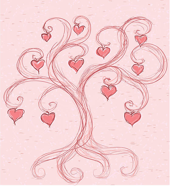 Miłość Drzewo – artystyczna grafika wektorowa