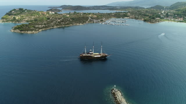 Tall ship from drone point of view