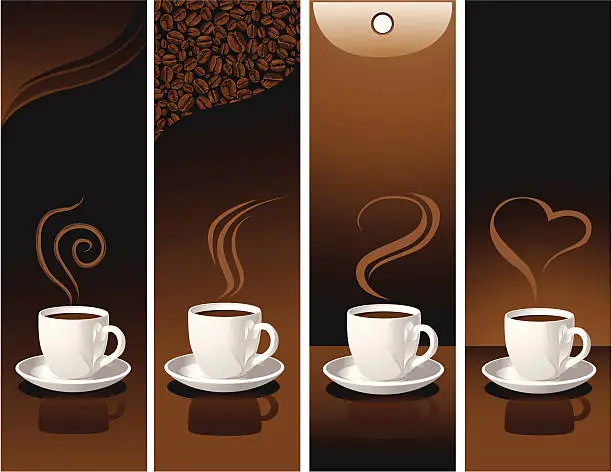 Vector illustration of banner with coffee cups
