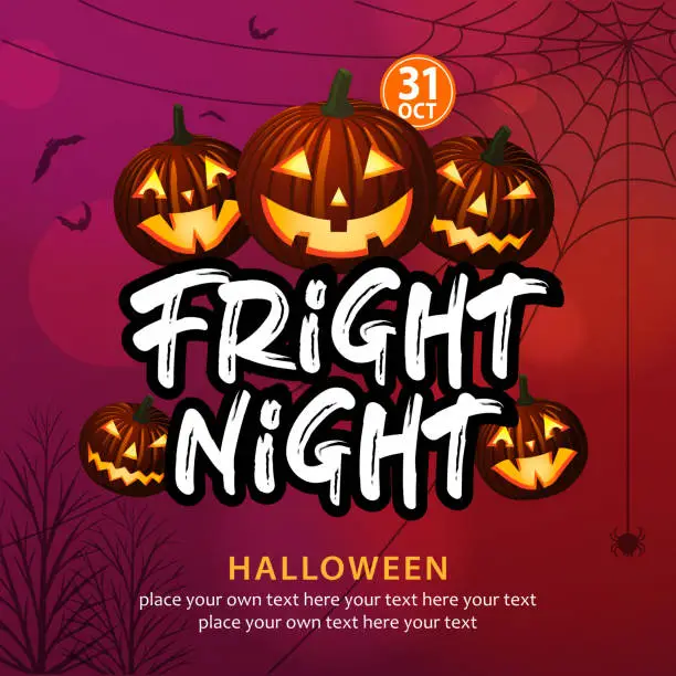 Vector illustration of Halloween Fright Night Pumpkins