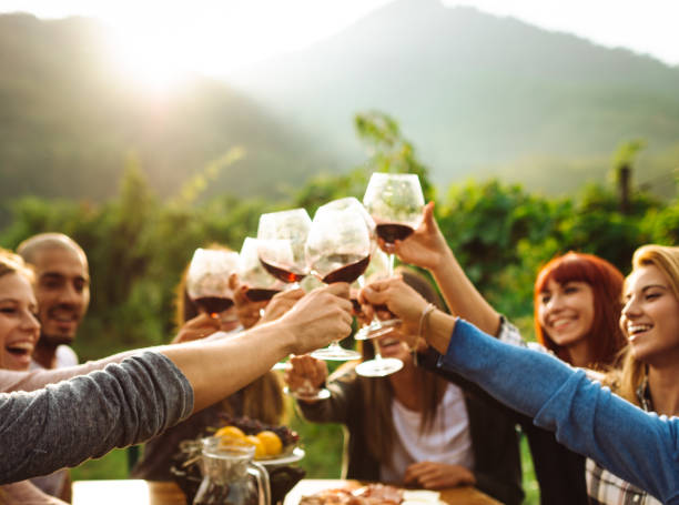 istock friends doing a wine tasting all together 1176937127