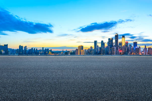 istock Empty asphalt road and Chongqing night cityscape 1176939609