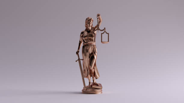 bronze lady justice statue die personifizierung des justizsystems - iustitia stock-fotos und bilder