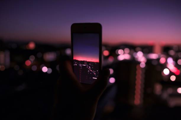 istock Taken magic hour sunset by mobile phone 1176941348