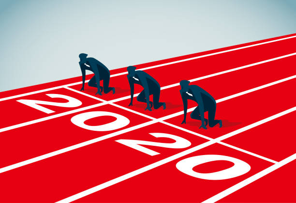 2020 commercial illustrator runner on start pose stock illustrations
