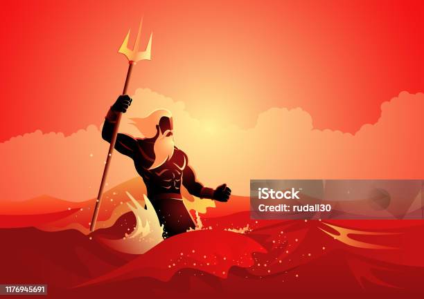 Greek Gods And Goddess Poseidon Stock Illustration - Download Image Now - Poseidon - Greek God, Mythology, God