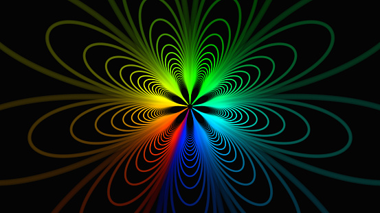 Abstract 3d rendering glowing lines background.