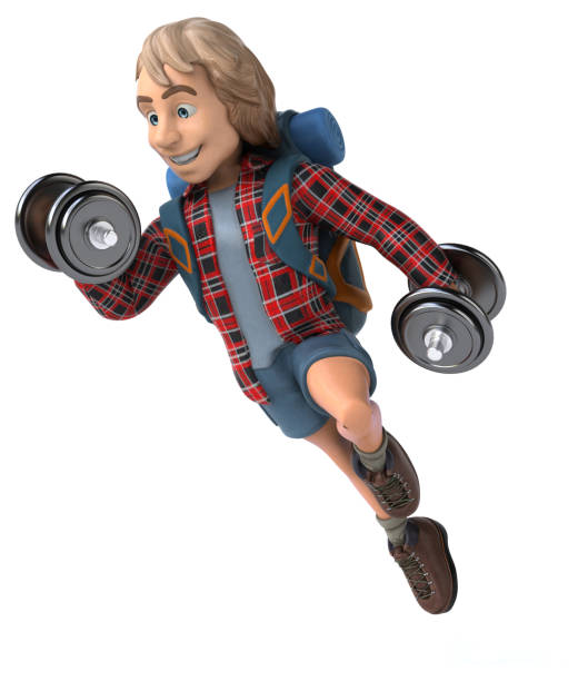 istock Man solo traveling backpacker - 3D Illustration 1176951234