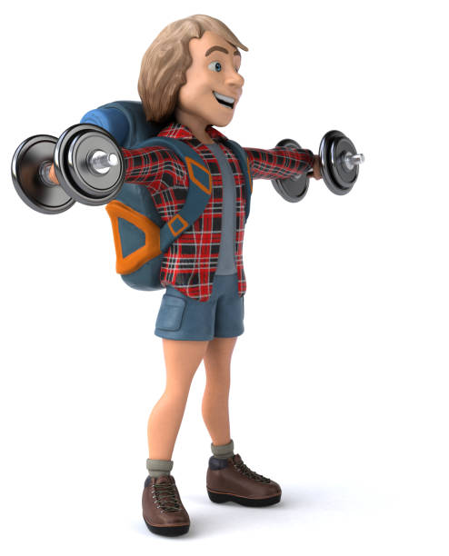 istock Man solo traveling backpacker - 3D Illustration 1176951239