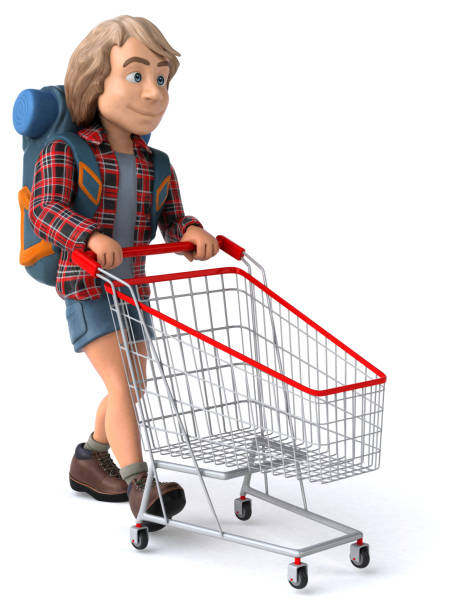 istock Man solo traveling backpacker - 3D Illustration 1176951338