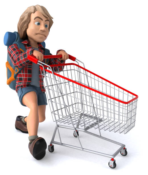 istock Man solo traveling backpacker - 3D Illustration 1176951340
