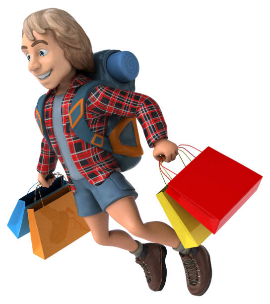 istock Man solo traveling backpacker - 3D Illustration 1176951353