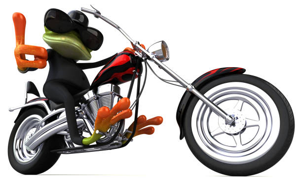 istock Fun frog on a motorcycle - 3D Illustration 1176952376