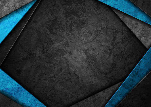 ilustrações de stock, clip art, desenhos animados e ícones de blue and dark grey grunge abstract tech corporate background - black blue