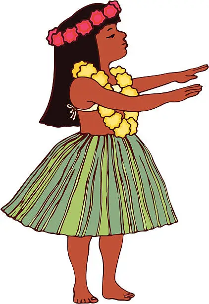 Vector illustration of Hawaiian Hula Girl