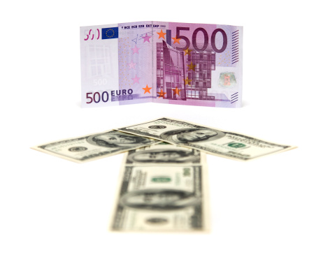 Euro banknotes on spreadsheet paper; Banking Account, Investment Analytic research data economy, trading, Business company concept.