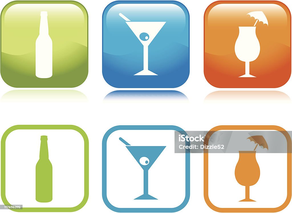 Iconos de bebidas alcohólicas - arte vectorial de Aceituna libre de derechos