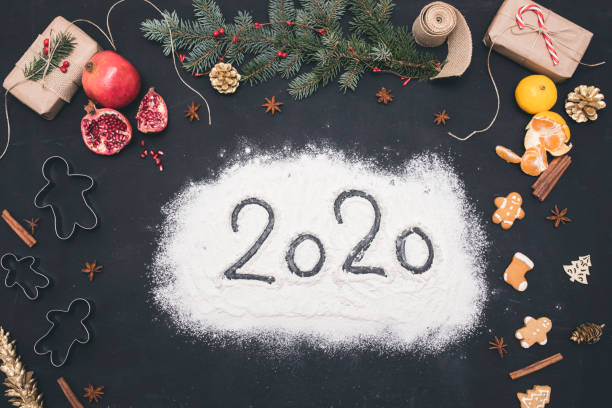 istock Dark Christmas background with Christmas decoration, top view 1176967026