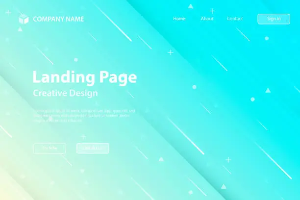 Vector illustration of Landing page Template - Abstract design with geometric shapes - Trendy Blue Gradient