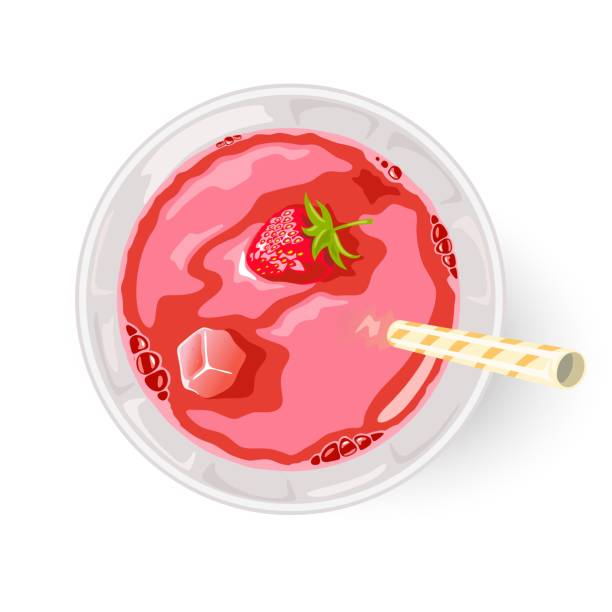 ilustrações, clipart, desenhos animados e ícones de cocktail, soco, mocktail, smoothie com suco de baga de espremer recentemente ou xarope - strawberry mocktail smoothie cocktail