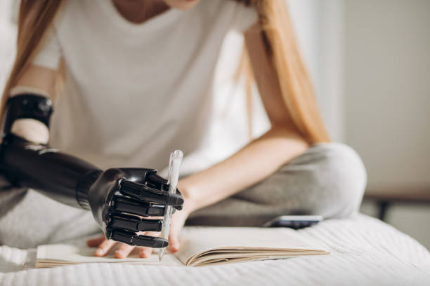 istock woman with implant controlls her movements 1176972255