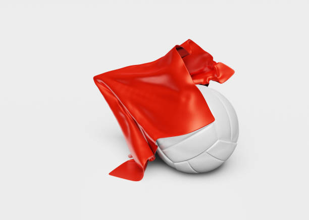 istock A Red Fabric piece starting to take One Volleyball out 1176974271