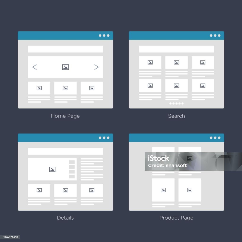 Website Framelayout Website Wireframe Layouts Ui Kits For Site Map And Ux Design Stock ...